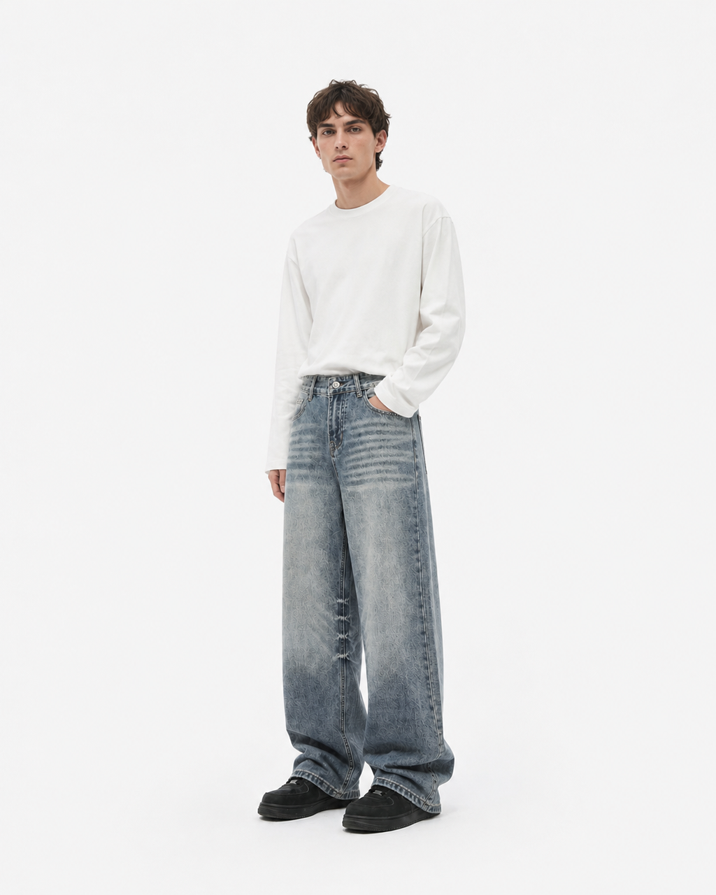 NOUVARK® Vintage Baggy Denim – Sky Fade Wash